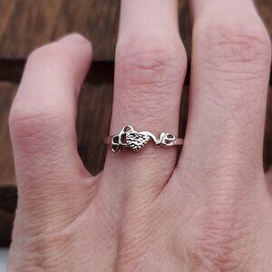 Size 8.25 925 Sterling Silver Unique Cursive Love Word Ring